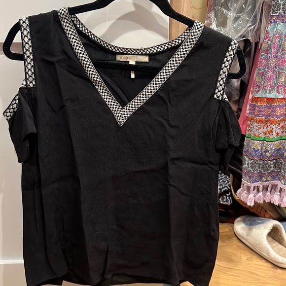 maje cold shoulder ruffle sleeve size 3 - Picture 1 of 4